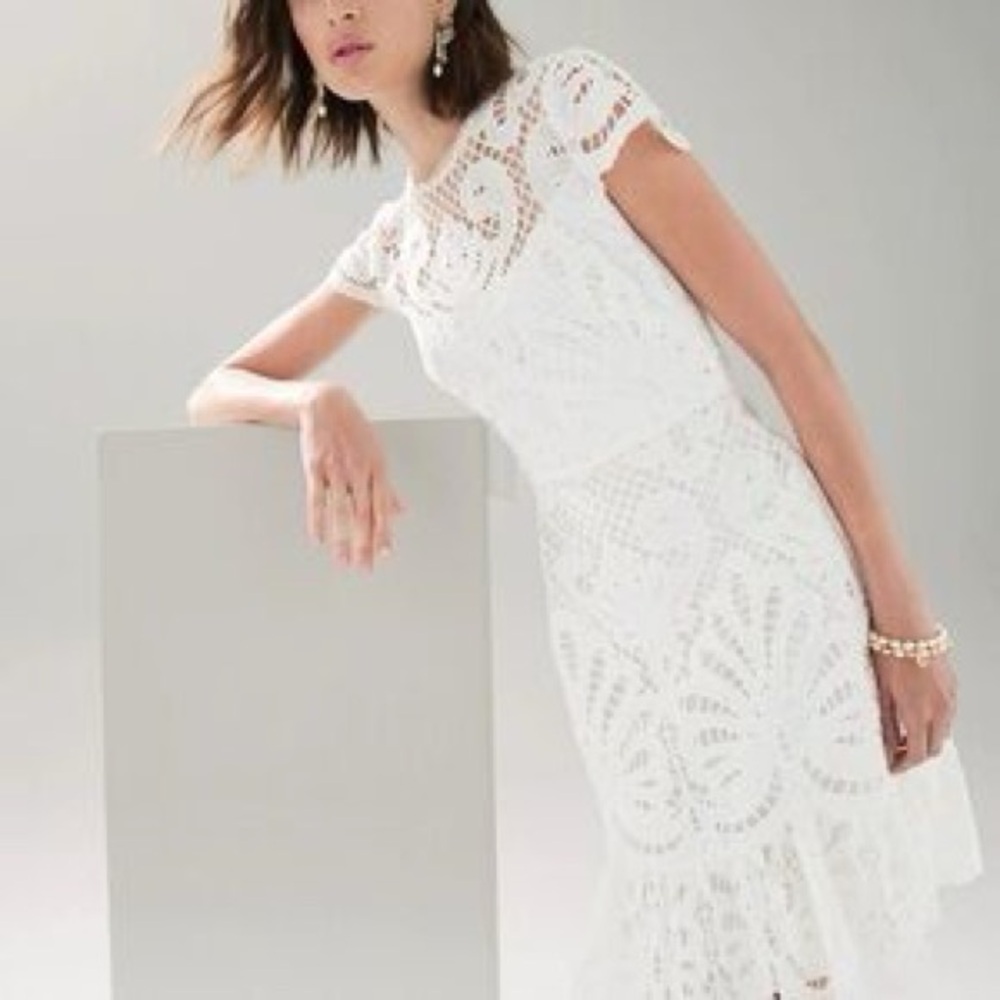 White House Black Market Ecru White
Lace Midi Dress Size 4 EUC